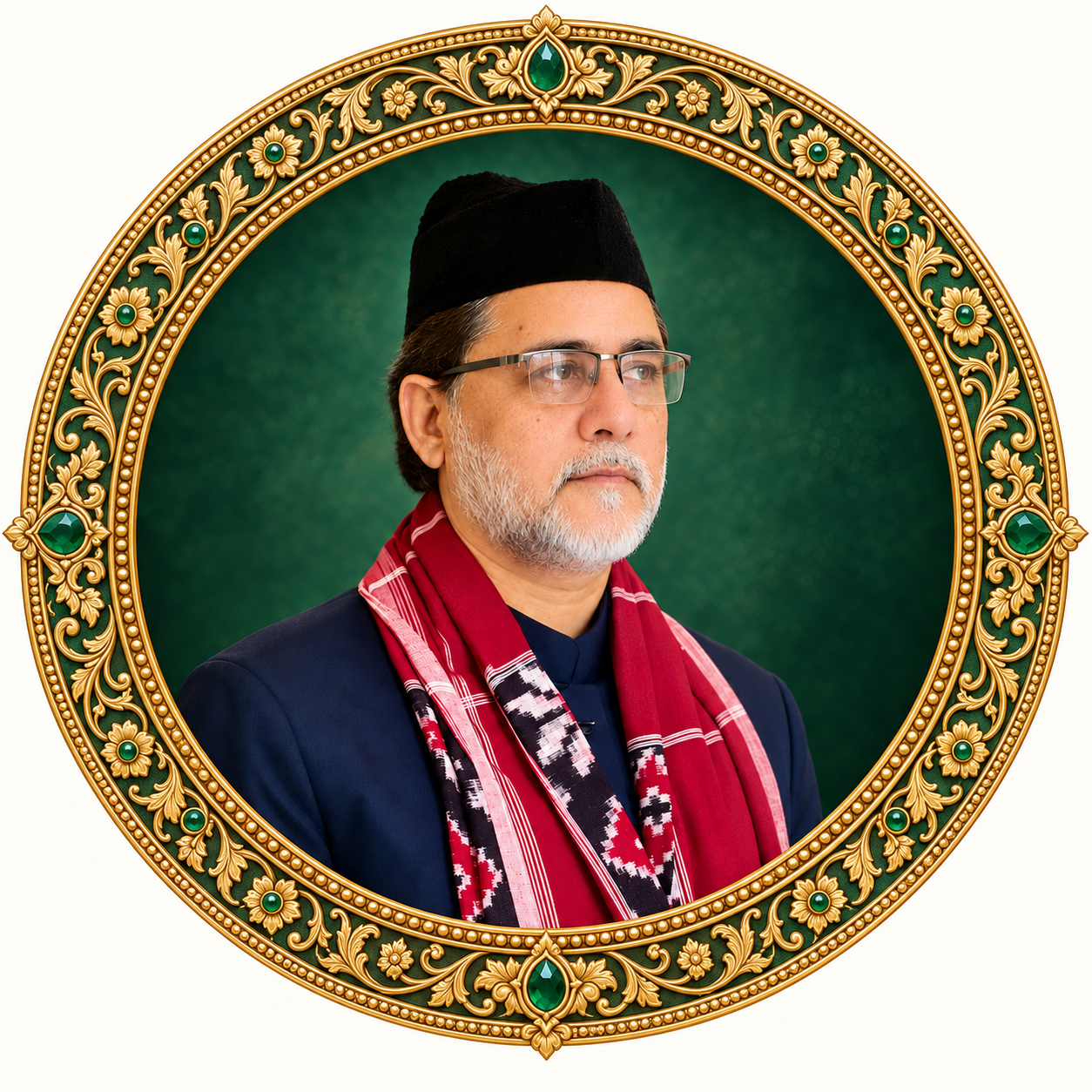 AI-enhanced circular portrait of Peer Syed Bashir Ahmed Chishty Niazi