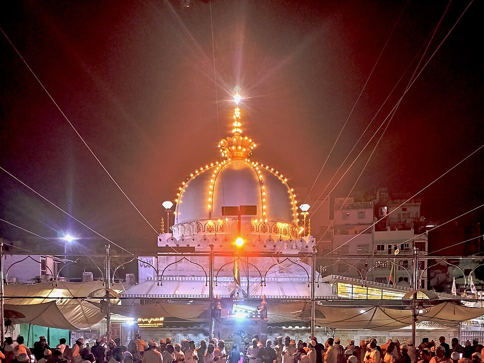 The illuminated dome and courtyard