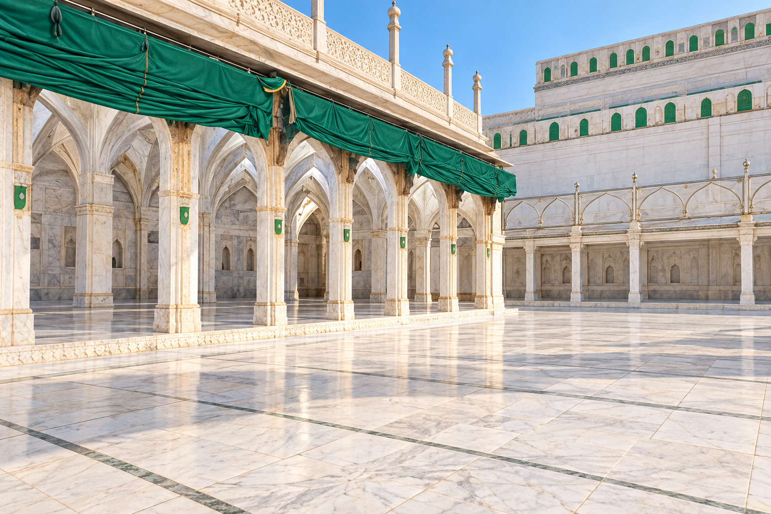A quiet courtyard at Shahjahani Masjid — AI visualization
